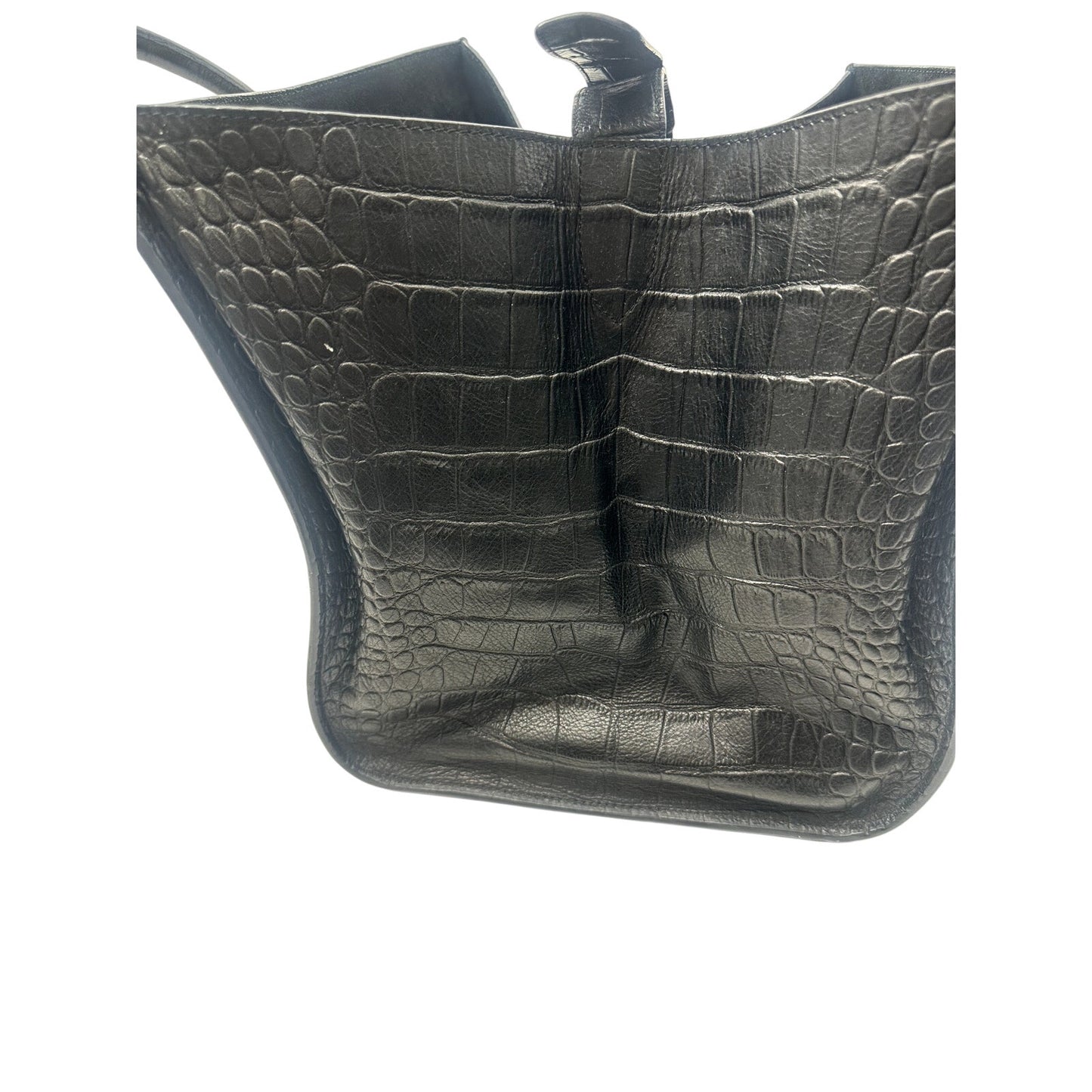 Celine Leather Croc Embossed Phantom Luggage Tote Bag