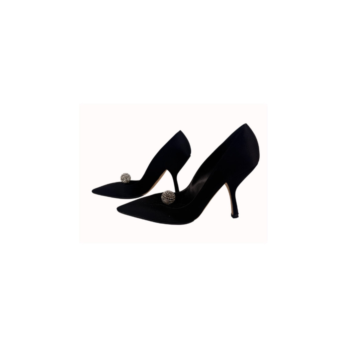 Christian Dior Black Satin Disco Ball Pointed Toe Pumps Italy