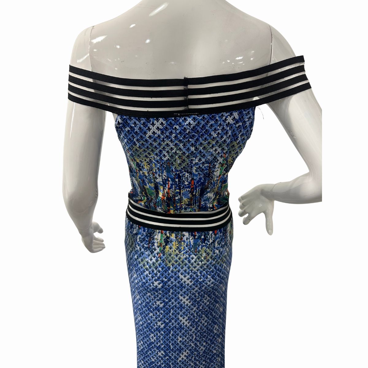 Palacio Stretch Knit Off Shoulder Abstract  Maxi Dress