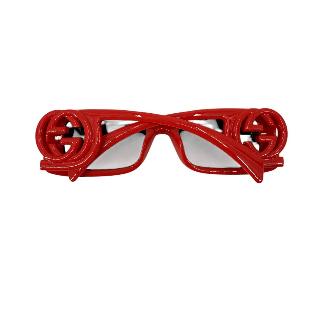 Gucci GG1325S Red Interlocking G Rectangular Sunglasses Women's 54-19-140