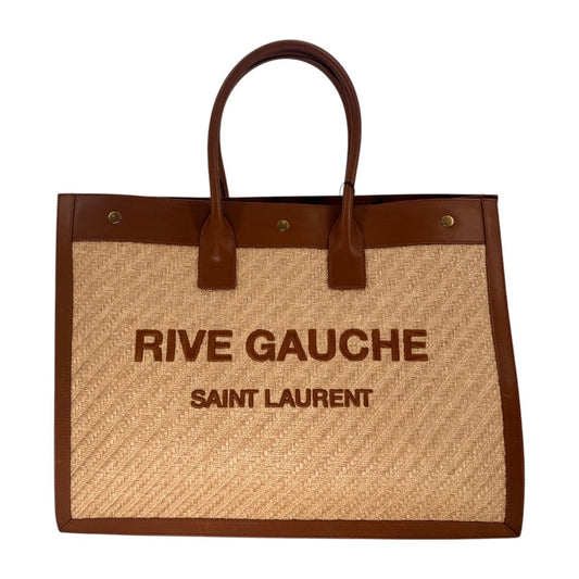 Saint Laurent Rive Gauche Raffia Leather Tote Bag