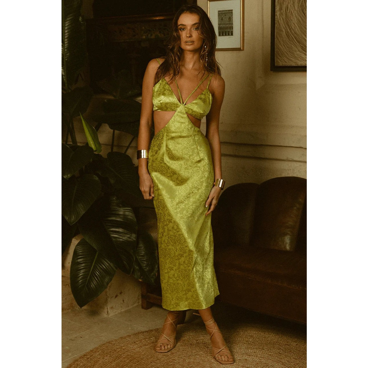 Runaway Dream Floral Embroidered V-Neck Midi Slip Dress