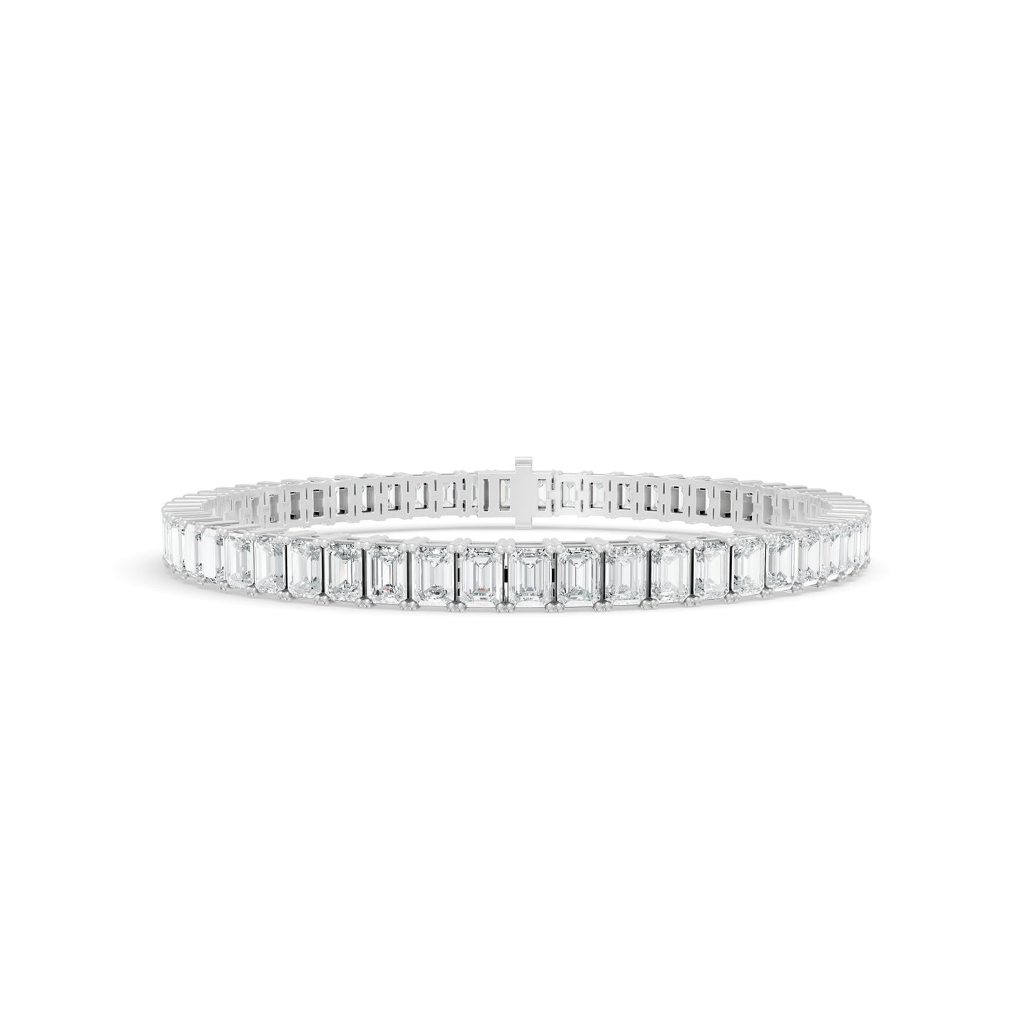10.36 ctw Diamond Emerald Braclate 14K White Gold Tennis Bracelet