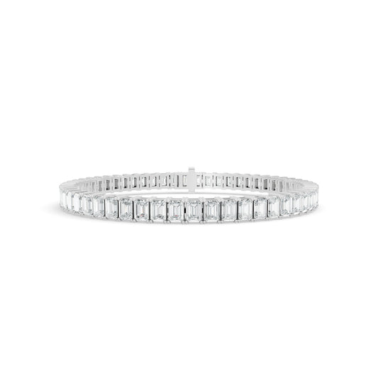 10.36 ctw Diamond Emerald Braclate 14K White Gold Tennis Bracelet