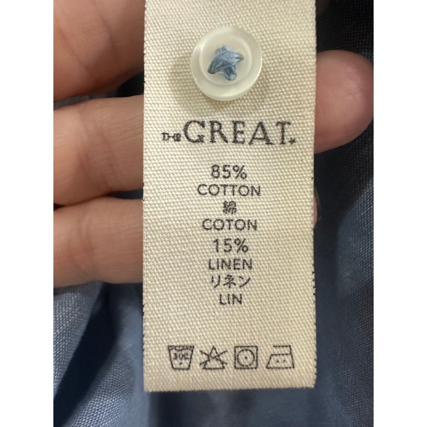 The Great Cotton Chambray Ruffled Collar Blouse Maxi Skirt