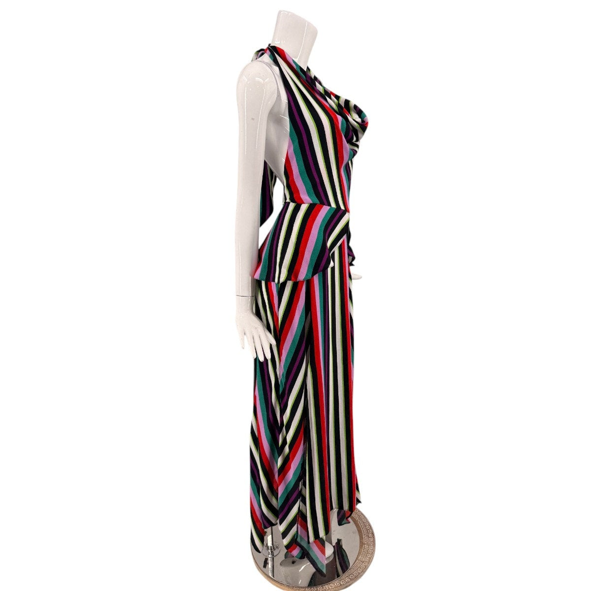 Topshop Stripe Halter Neck Sleeveless Maxi Dress Multicolor