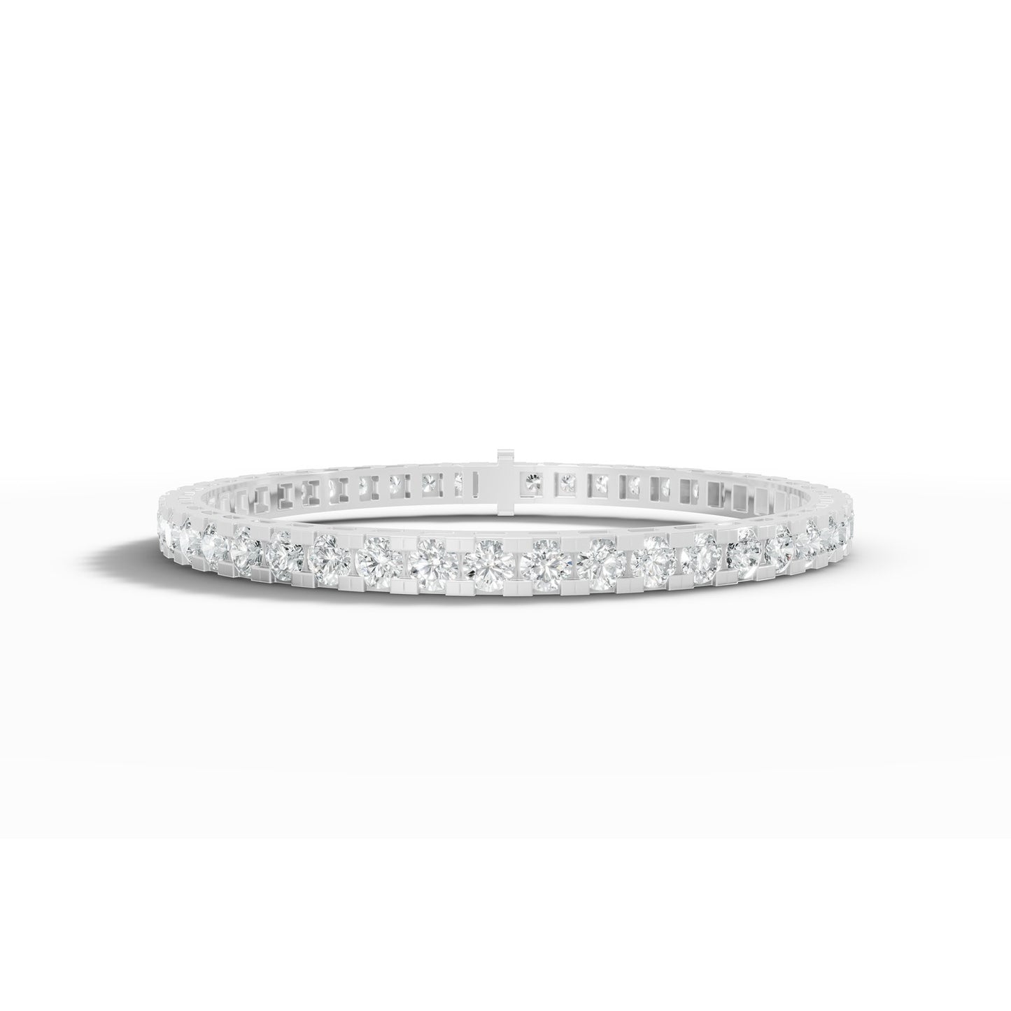 7.31 ctw Diamond Square Collet 14K White Gold Tennis Bracelet