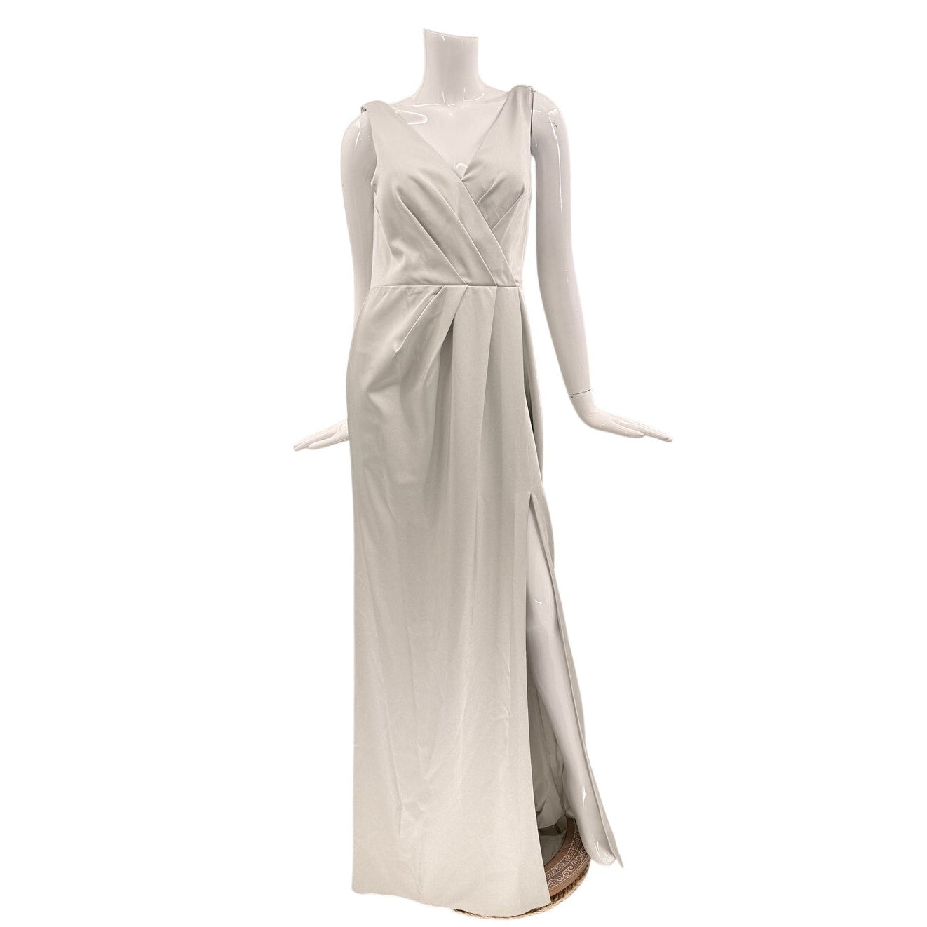 Marchesa Notte V-Neck Cowl Detail Sleeveless Maxi Gown Grey Women's Size 10
