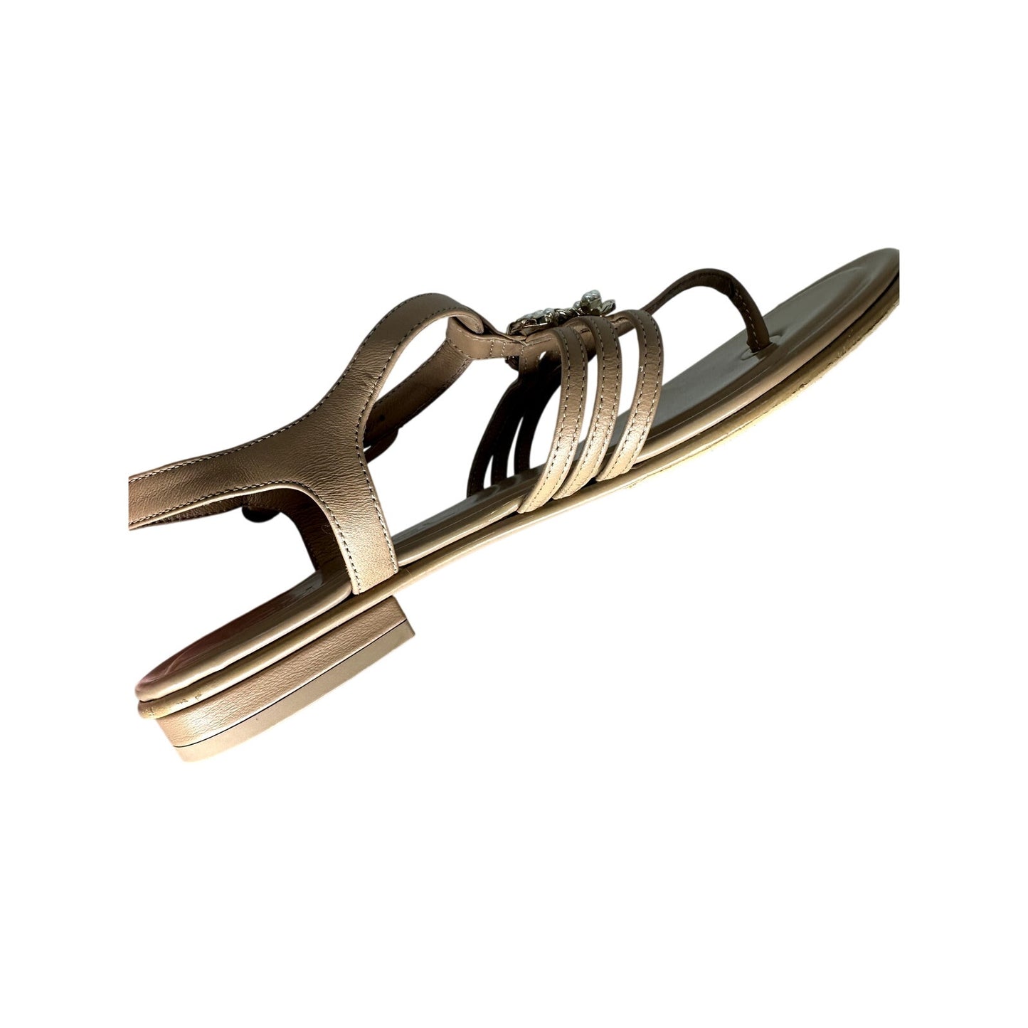 Chanel Leather Interlocking CC Logo Strappy Thong Sandals