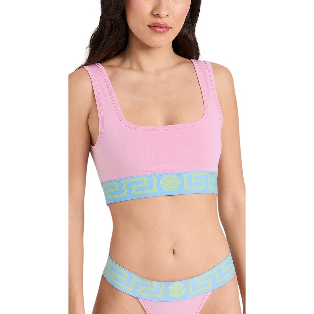 Versace Greca Border Scoop Neck Sports Bra Top