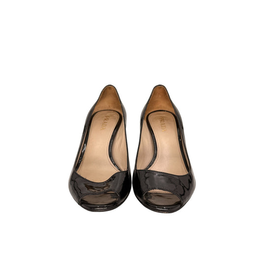 Prada Patent Leather Calzature Donna Peep Toe Pumps Heels