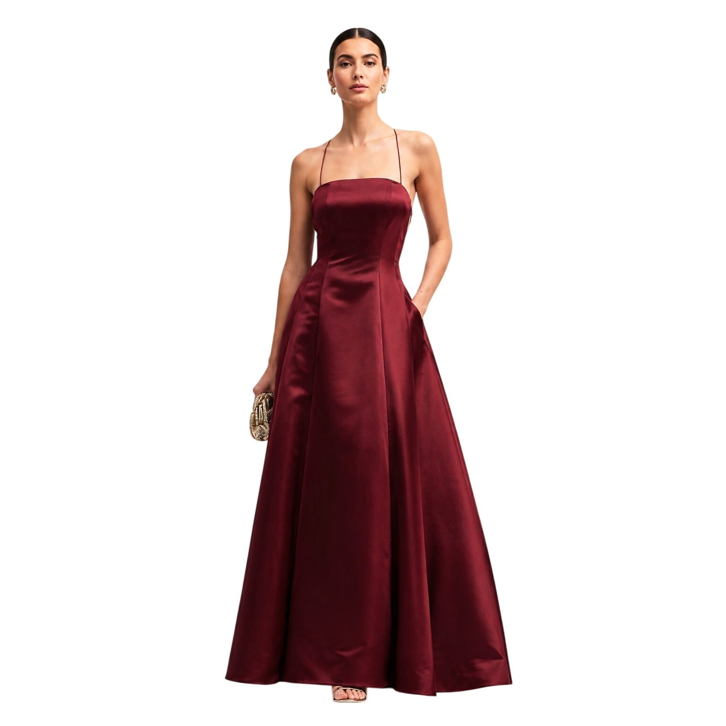 Adam Lippes Giovanna Silk Satin Open Back Lace-Up Gown