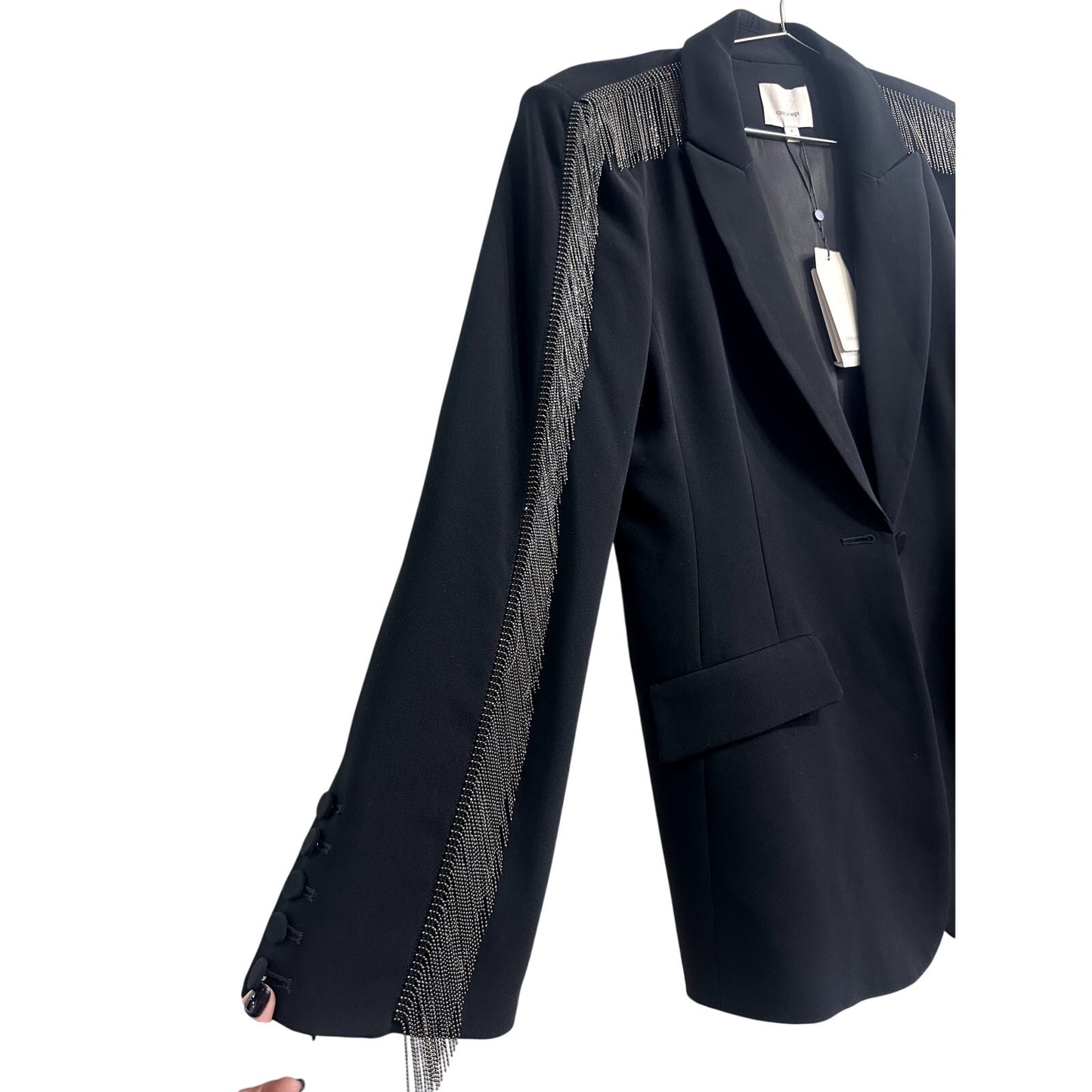 Cinq a Sept Brigitte Metallic Fringe Blazer Jacket