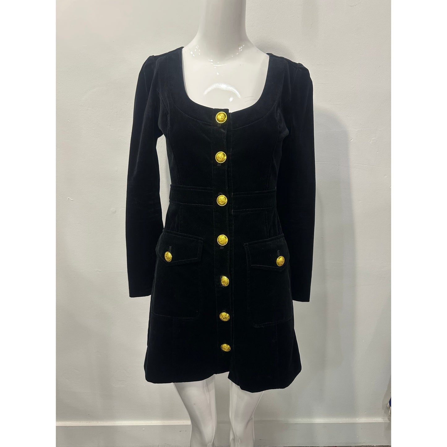 A.L.C. Cotton Blend Velveteen Ivy Long Sleeve Stretch Mini Dress
