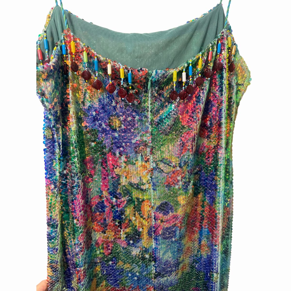 Alexis Aiya Beaded Sequin Spaghetti Strap Midi Dress