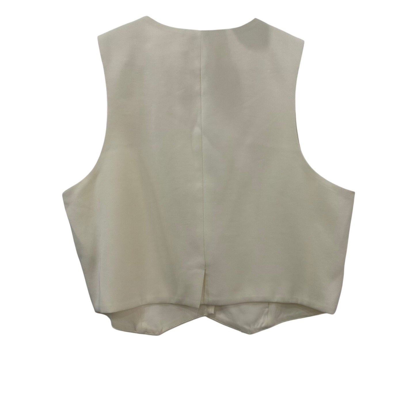 Donni Creme Pleated Button Front Cropped Vest Trouser Pants Women's