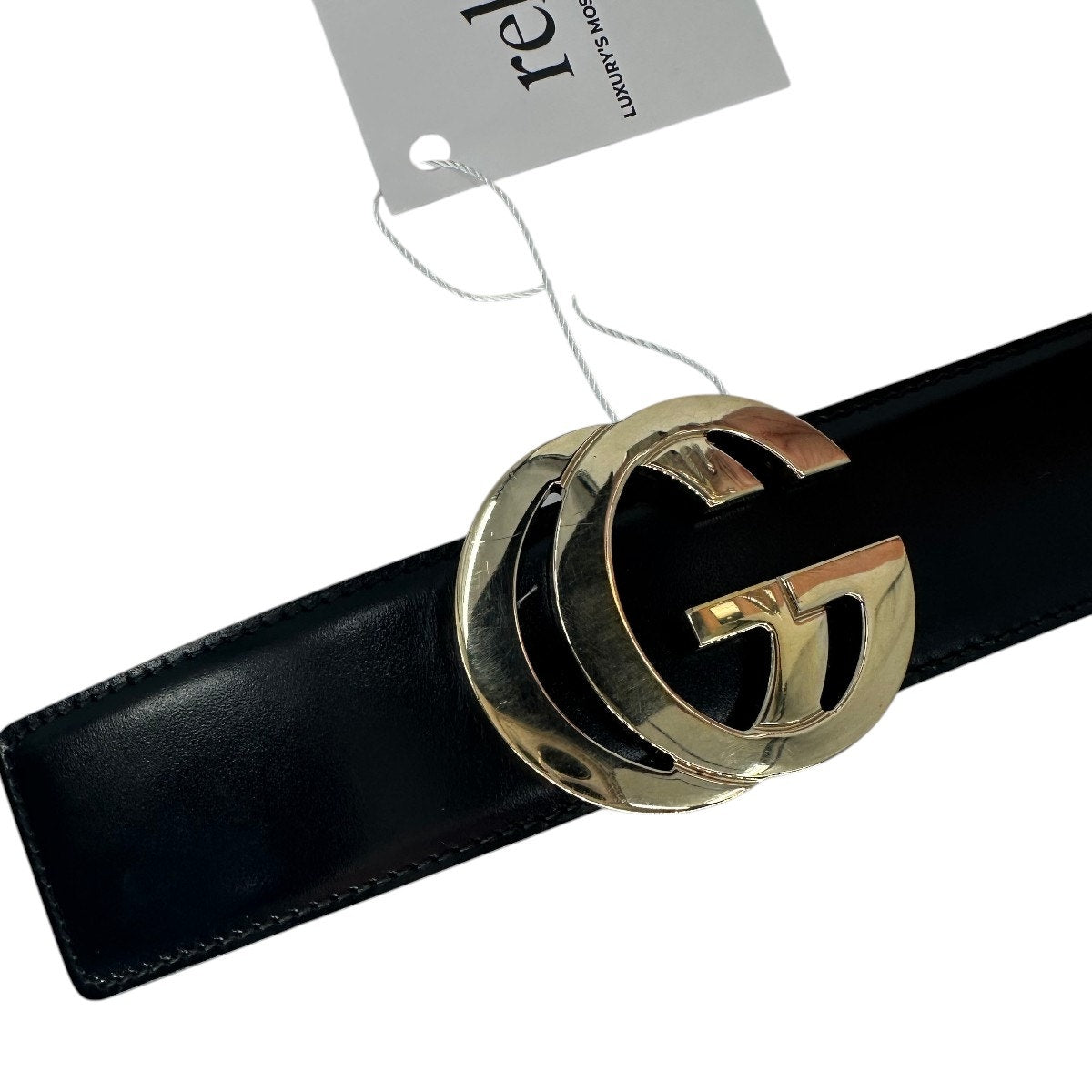 Gucci Black Leather GG Buckle Belt