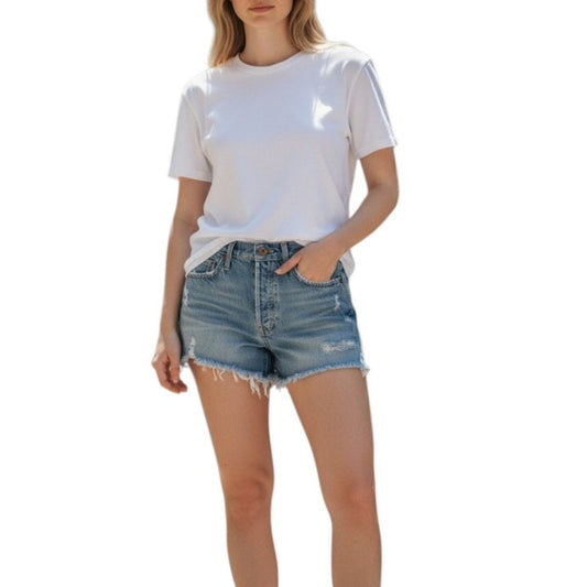 Agolde Cotton Denim Parker High Rise Long Short