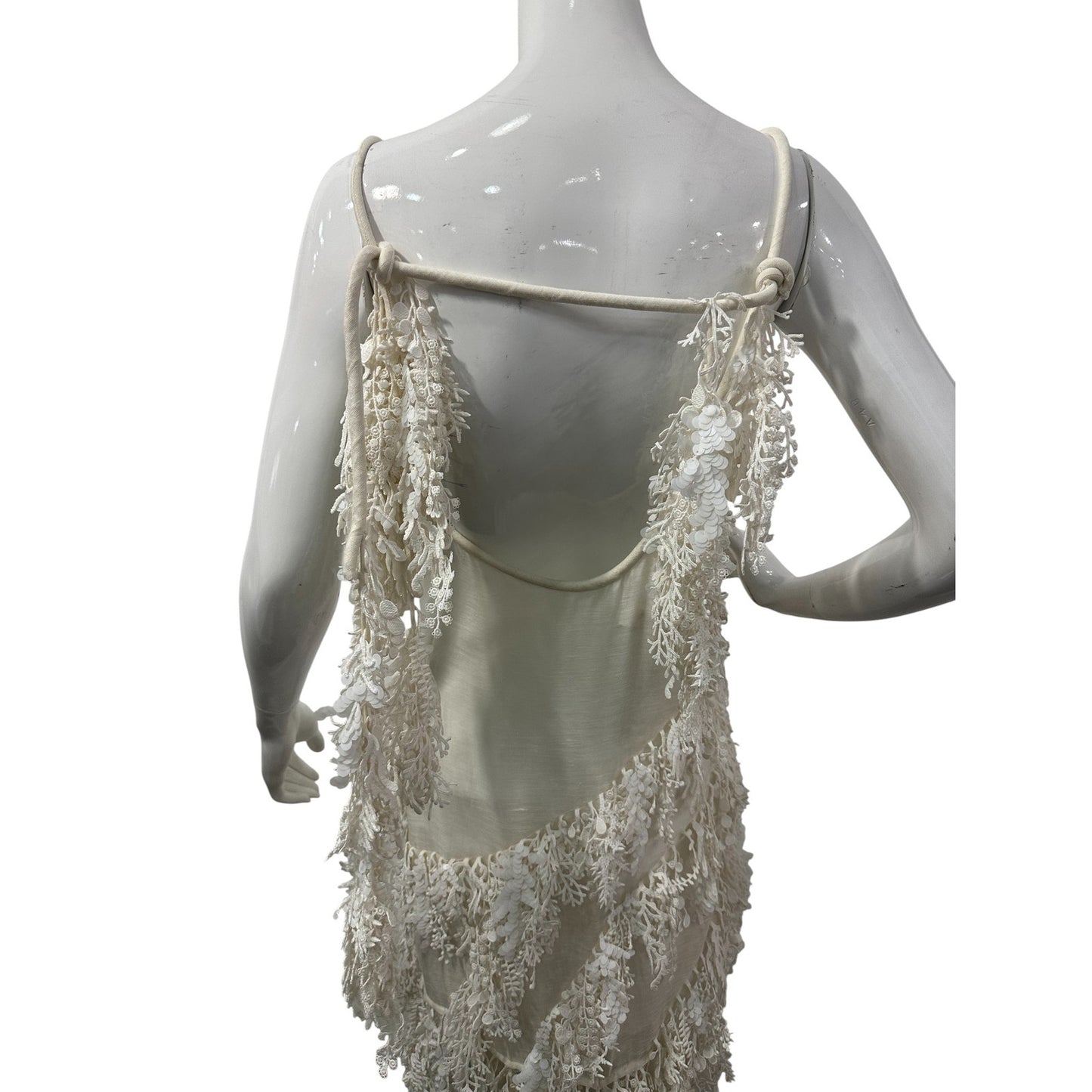 NWT Zimmermann Silk-linen Blend Tama Sequined Tank Dress White Size 1