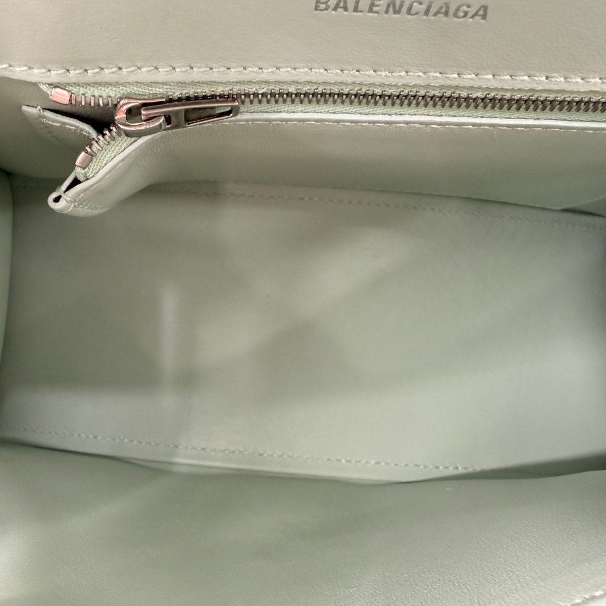 Balenciaga Hourglass Smooth Leather Top Handle Bag Mint Green Women's One Size