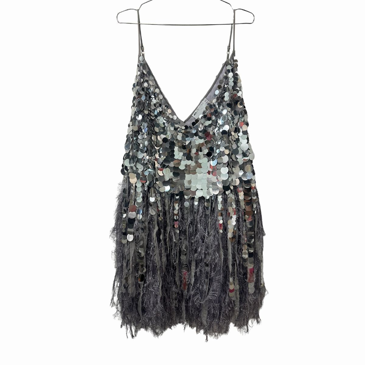 ASOS Edition Curve Paillette Sequin Faux Feather Hem Mini Dress