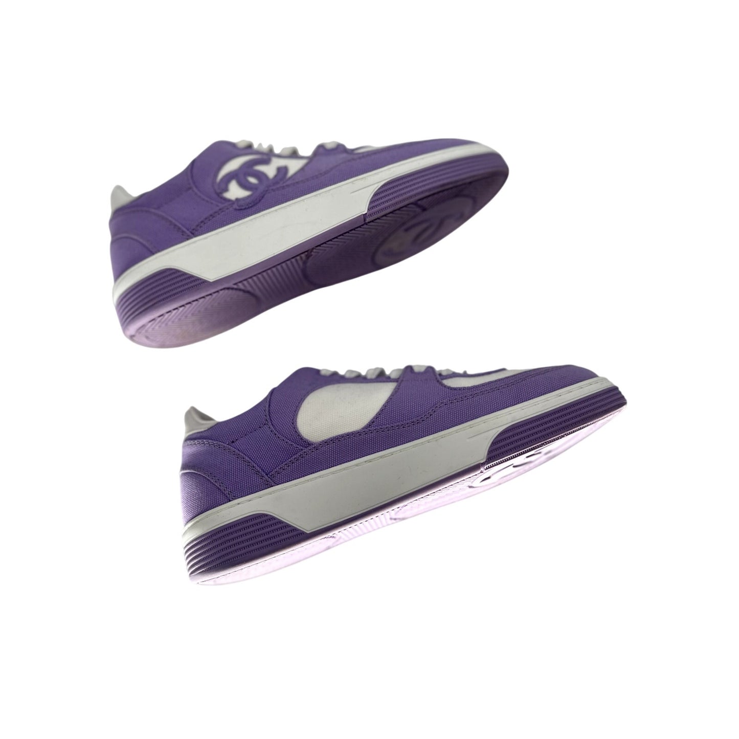 Chanel Interlocking CC Logo Lace Up Sneakers