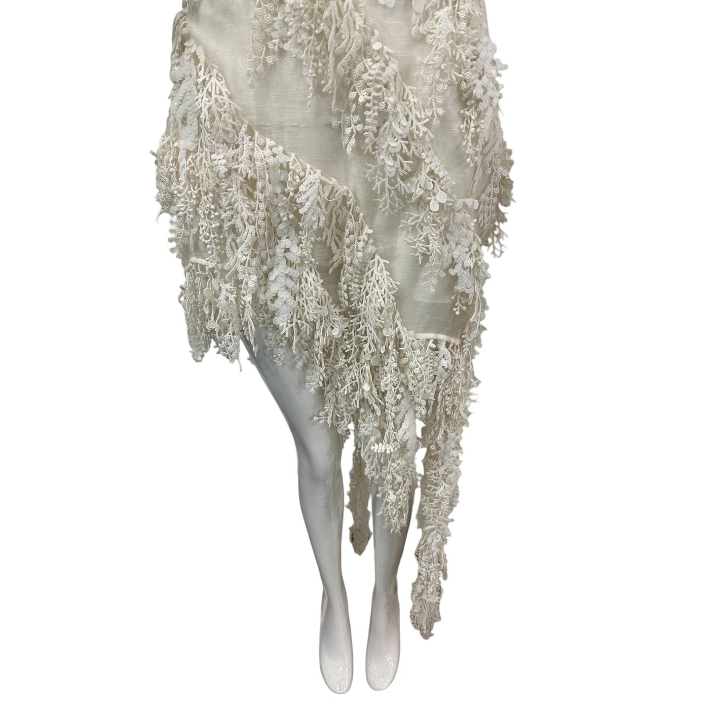 NWT Zimmermann Silk-linen Blend Tama Sequined Tank Dress White Size 1