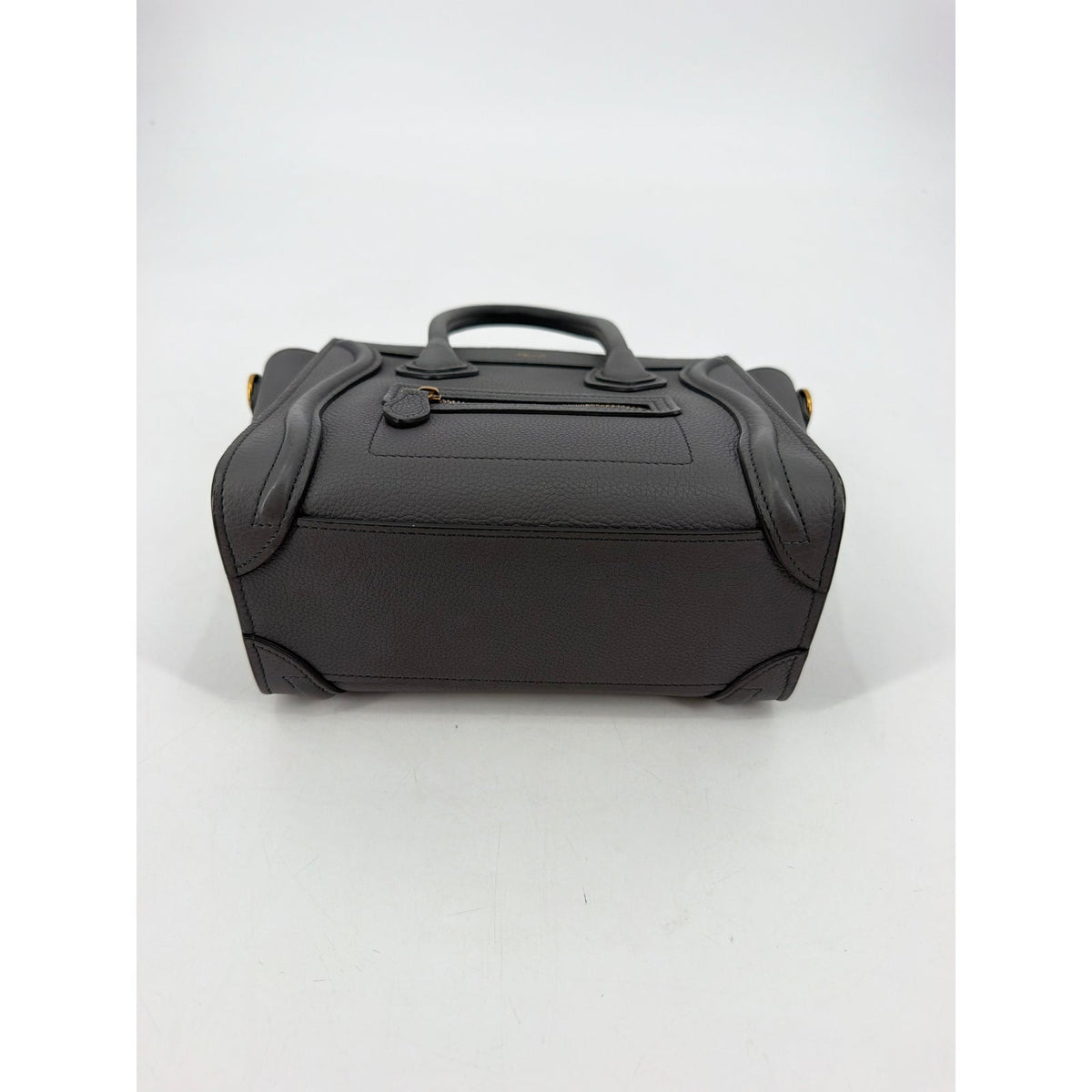 Celine Nano Luggage Tote Grey Blue Drummed Leather Crossbody