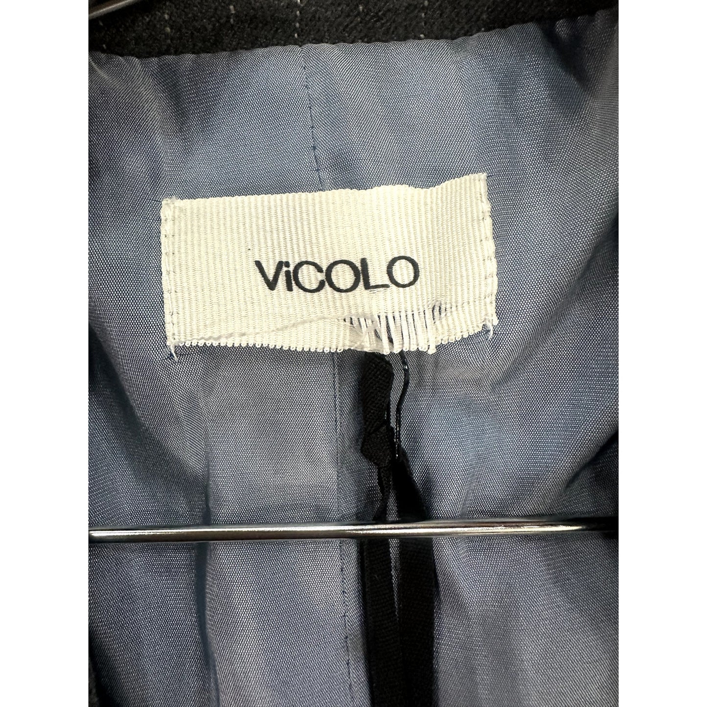 Vicolo Pinstripe Patch Accent Double Breasted Blazer Jacket