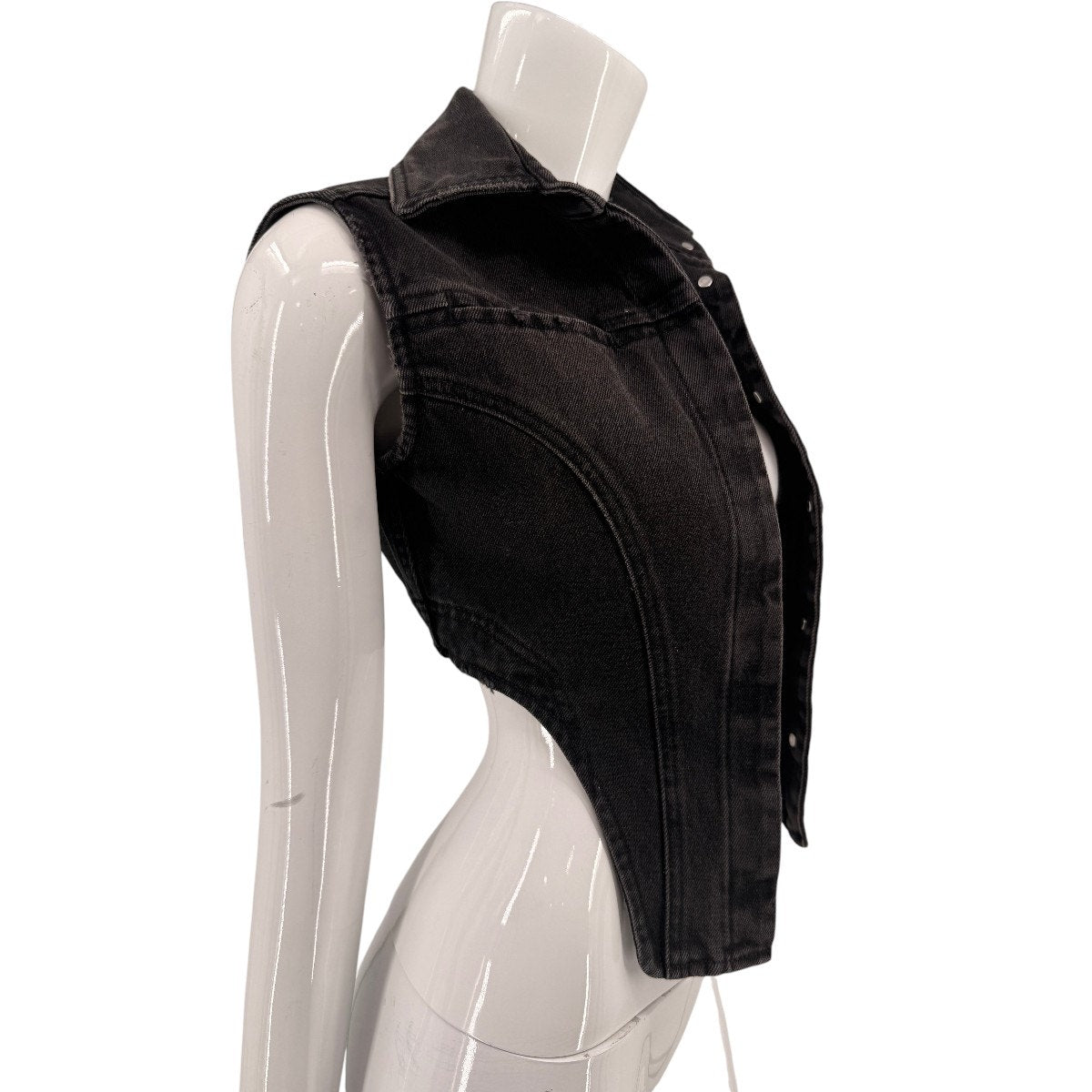 Ambush Sleeveless Denim Cropped Shirt Black XS Made In Italy