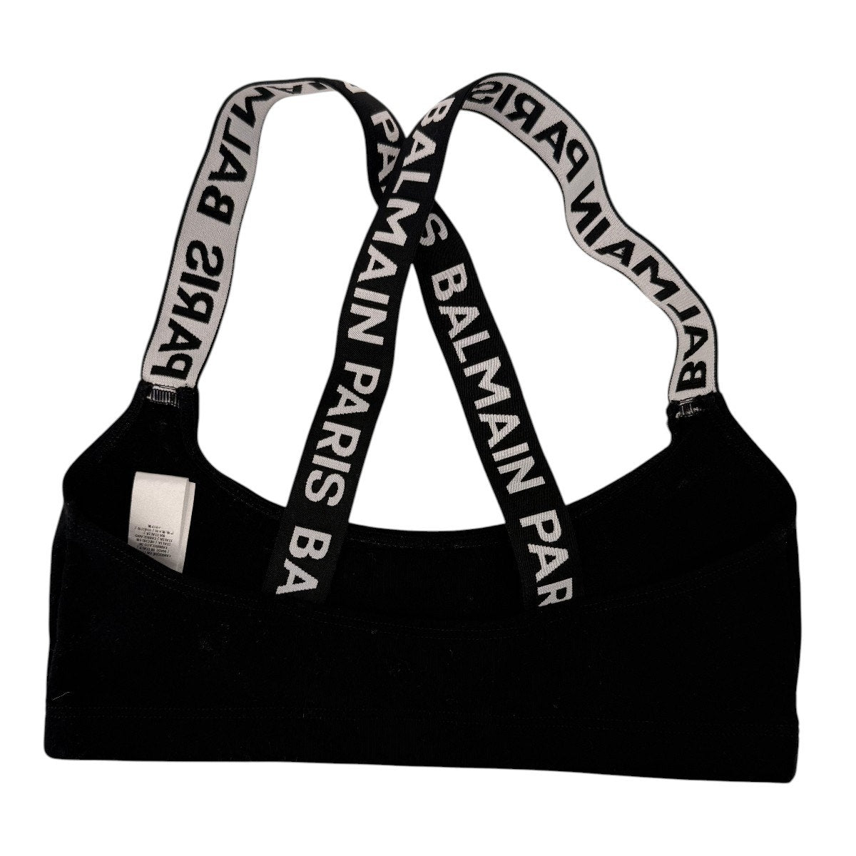 Balmain Logo Strap Cross Back Pullover Sports Bra