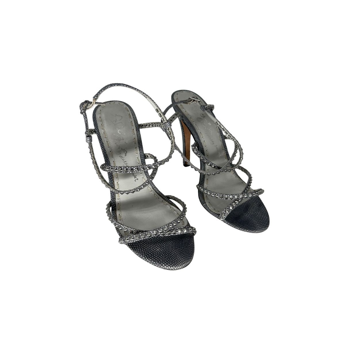 Alice + Olivia Leather Animal Print Studded Strappy Sandals