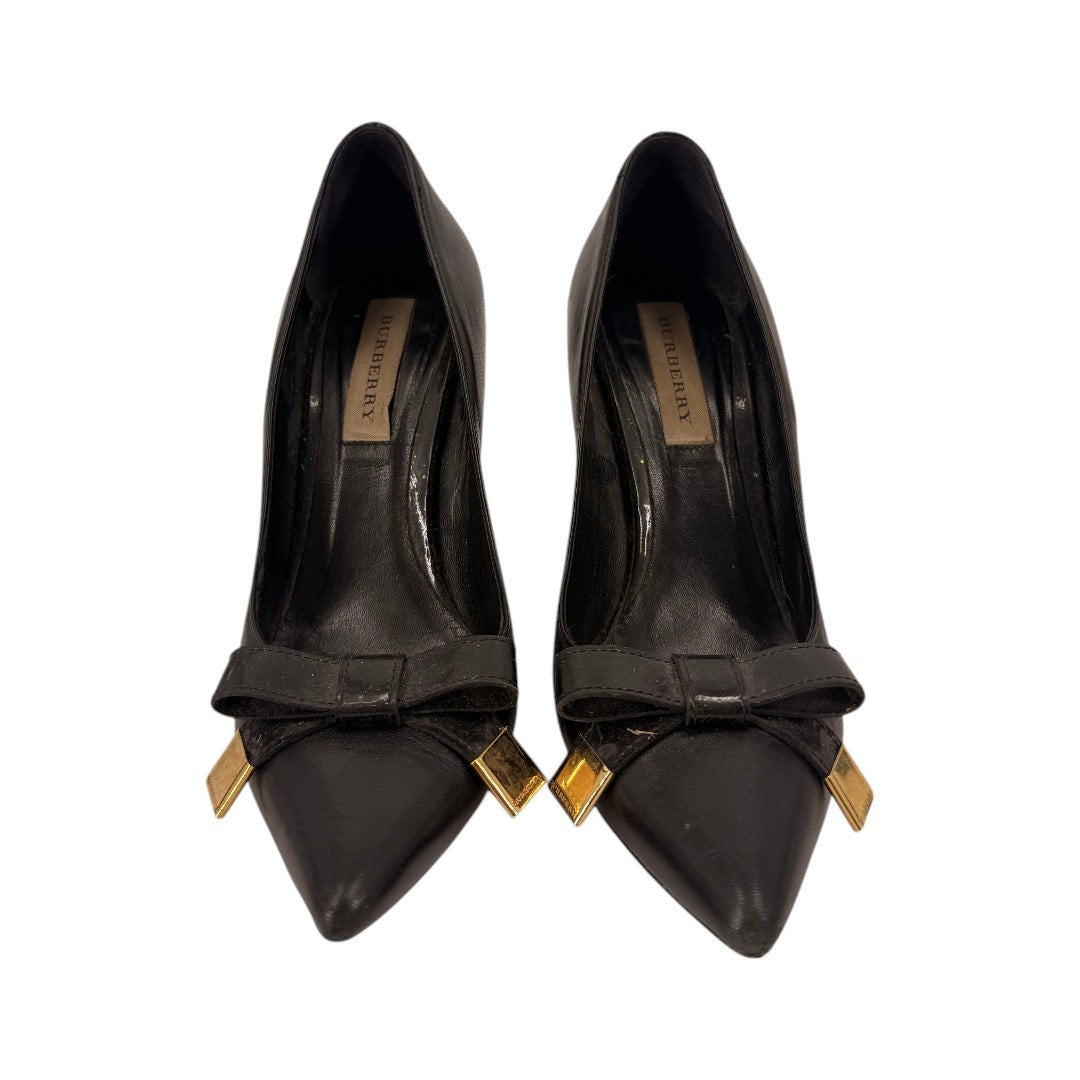Burberry Soden Leather Pointed Toe Slip On Stiletto Pumps