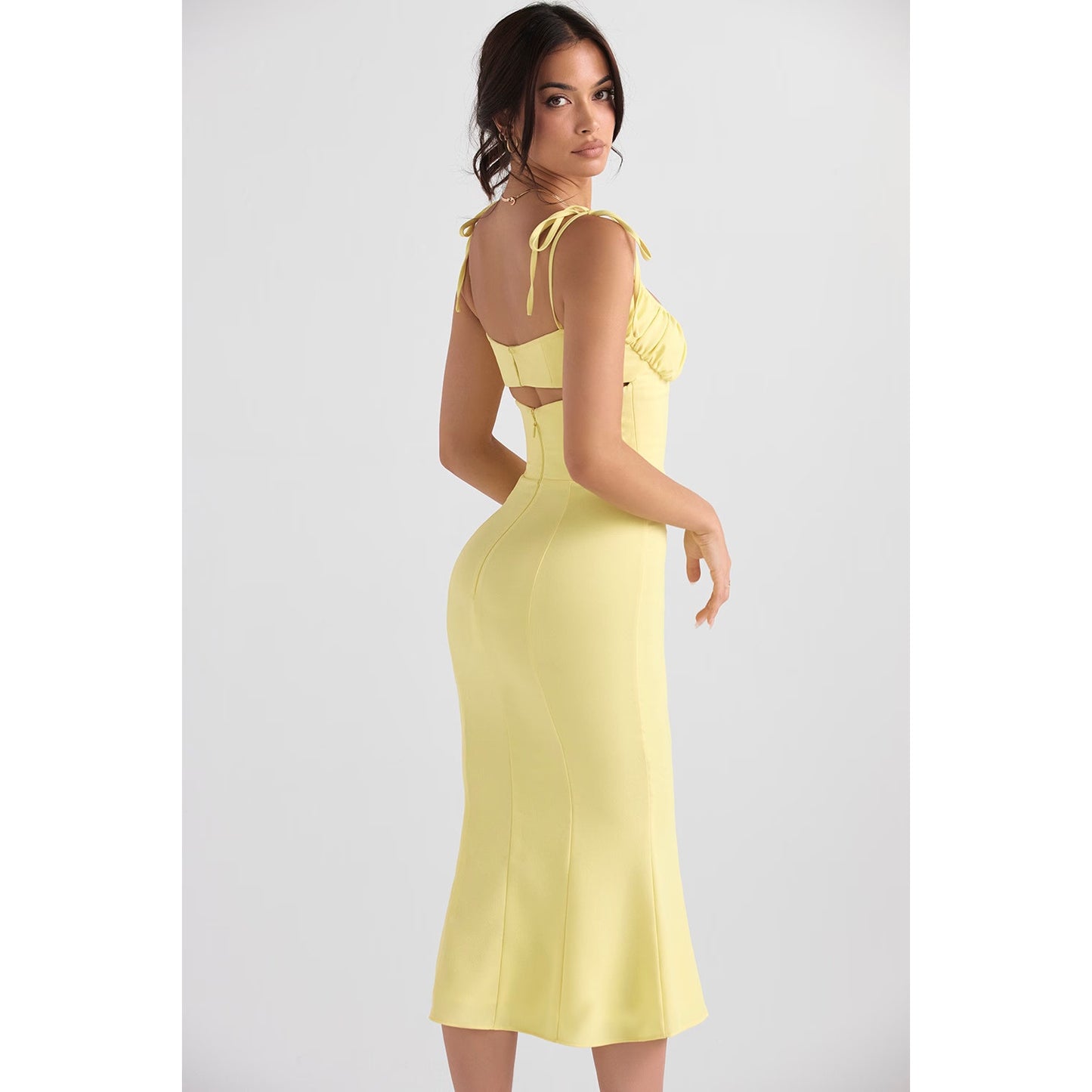 NWT House of CB Soren Buttercup Cutout Mermaid Midi Dress