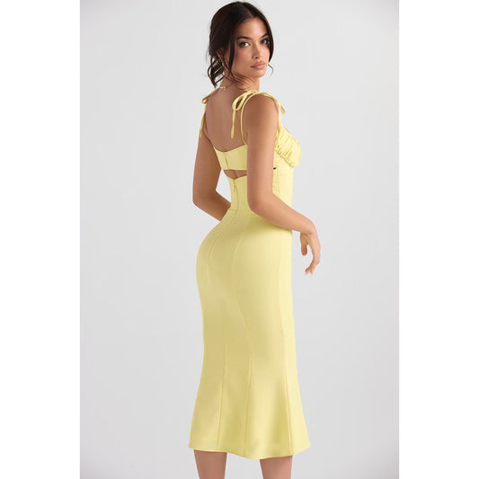 NWT House of CB Soren Buttercup Cutout Mermaid Midi Dress