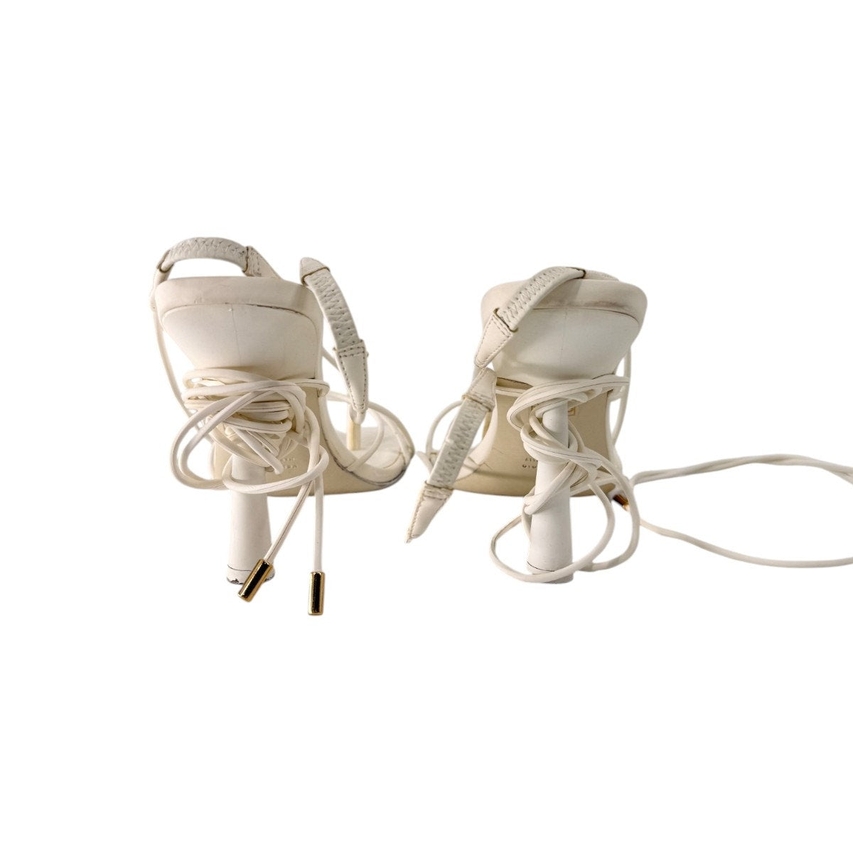 Gia/RHW Leather Lace Up Strappy Square Toe Sandals