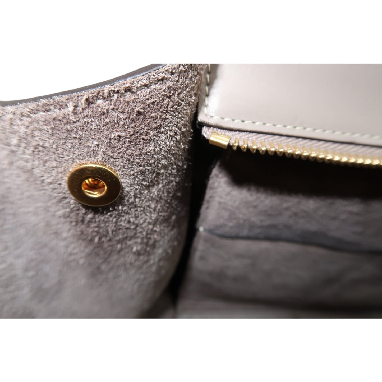 Celine Trapeze Shoulder Bag Gray Calfskin Leather Suede Trim