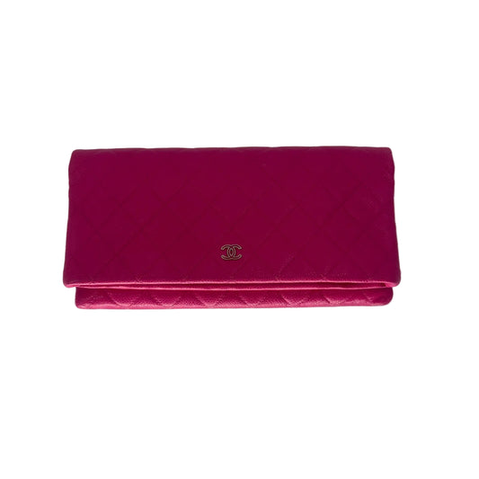 Chanel Leather Quilter Interlocking CC Logo Flap Clutch Bag