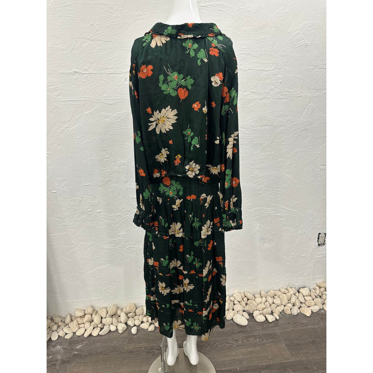 The Great Floral Print Long Sleeve Oversized Midi Dress Women's