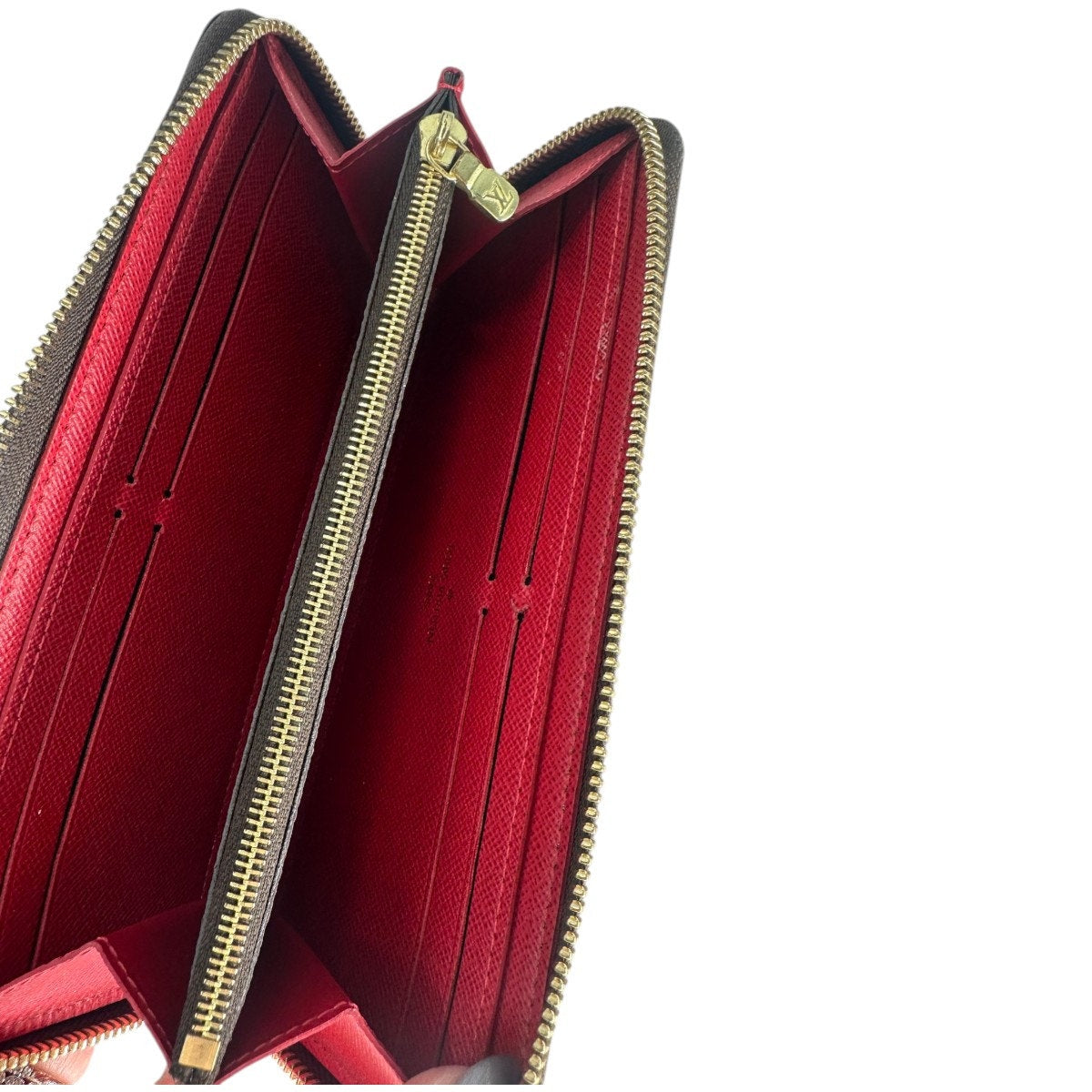 Louis Vuitton Clemence Wallet Damier Ebene Rose Ballerine Women's One Size