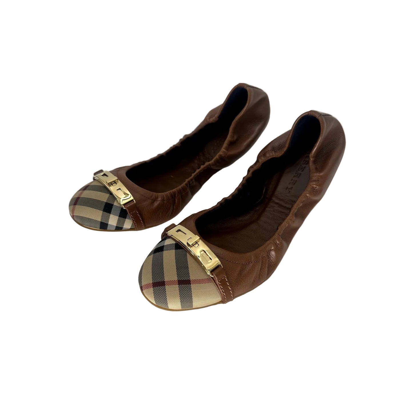 Burberry Leather Nova Check Canva Ballet Flats