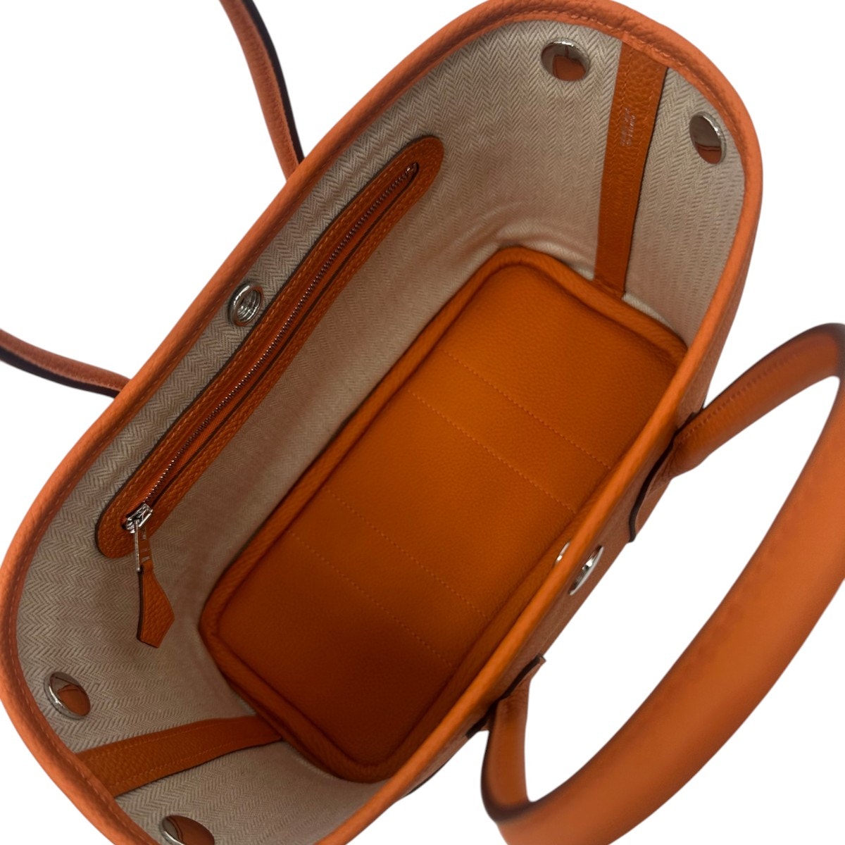 Hermès Garden Party 30 Orange Negonda Leather Palladium Hardware Bag