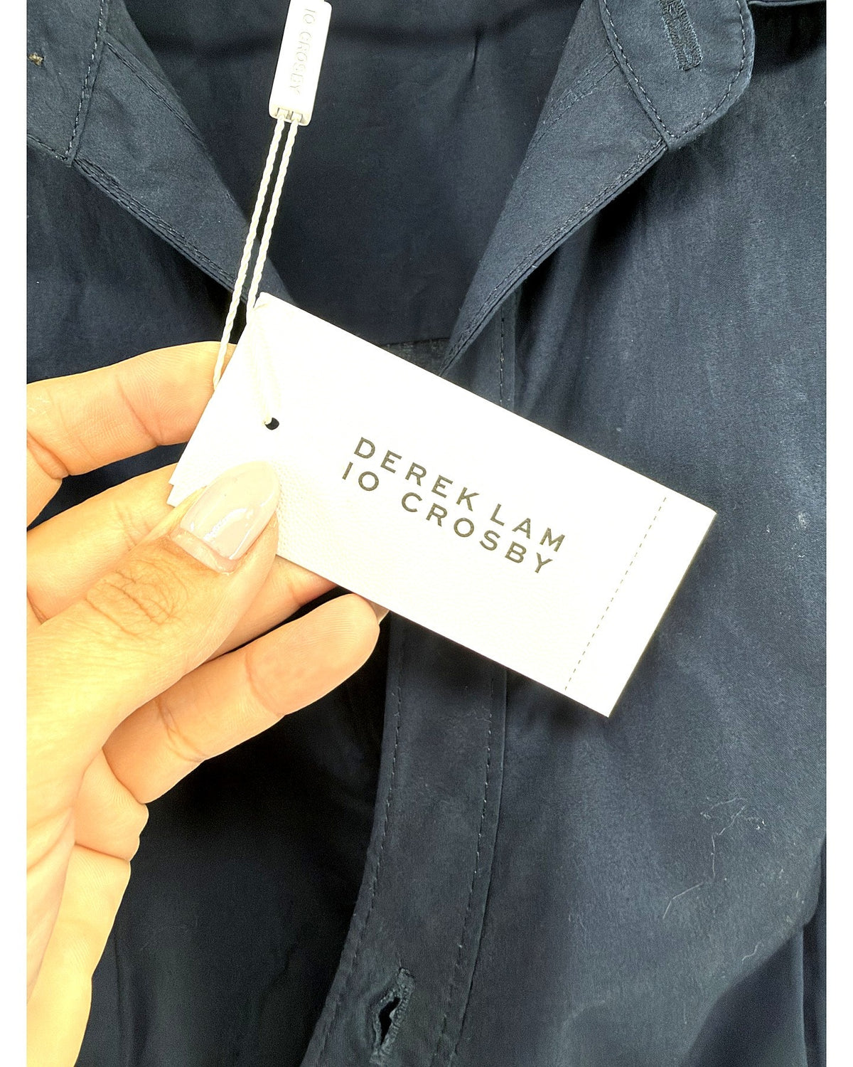 Derek Lam 10 Crosby Navy Cotton Tie Waist Shirt Dress Midnight NWT Size 10
