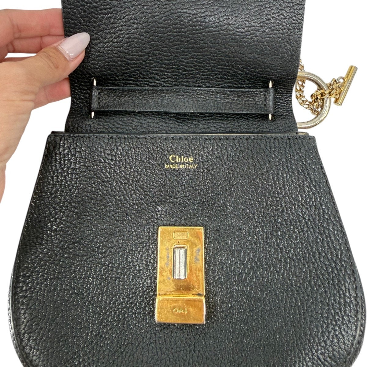 Chloe Leather Drew Designer Minimalist Chain Strap Shoulder Bag