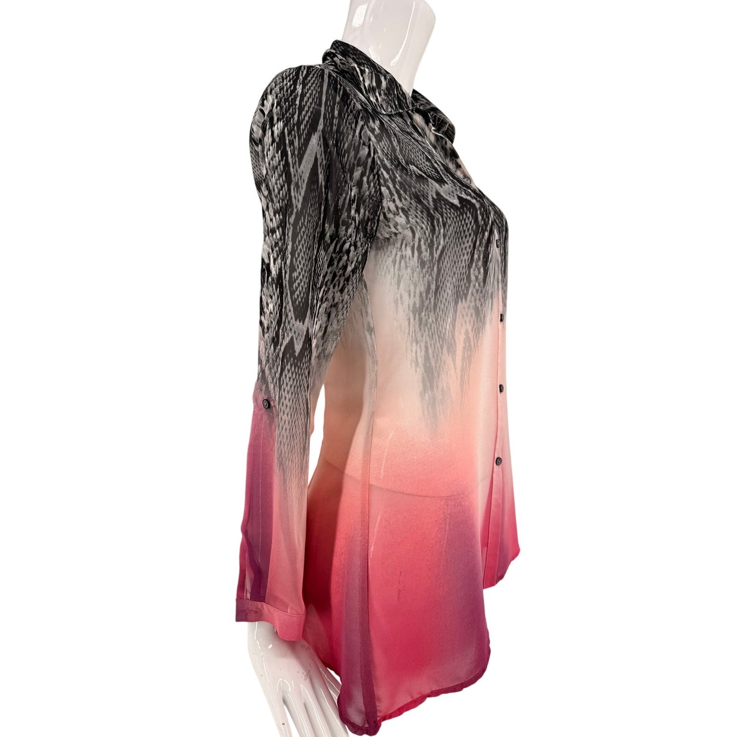 NY Collection Ombre Snake Print Chiffon Blouse