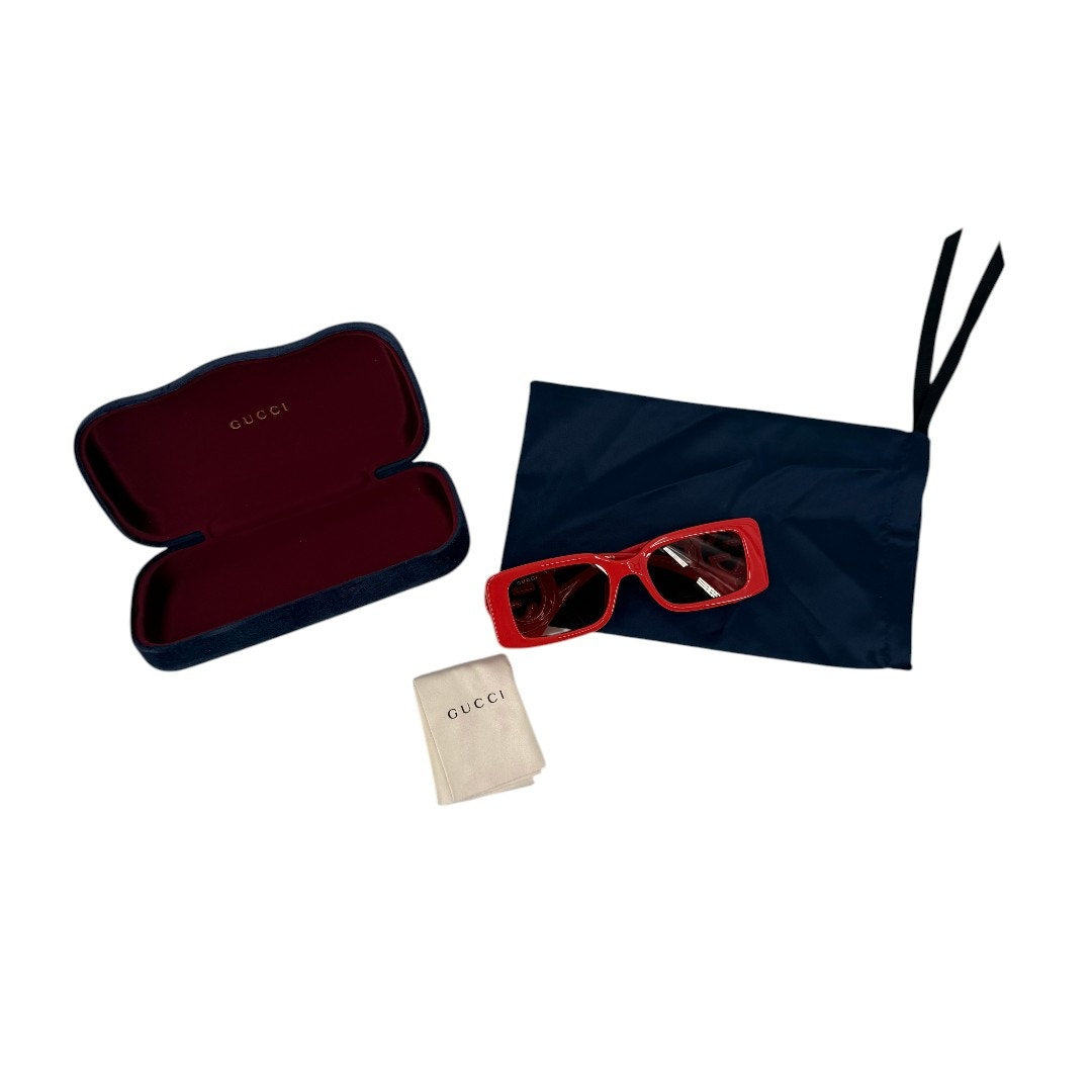 Gucci GG1325S Red Interlocking G Rectangular Sunglasses Women's 54-19-140