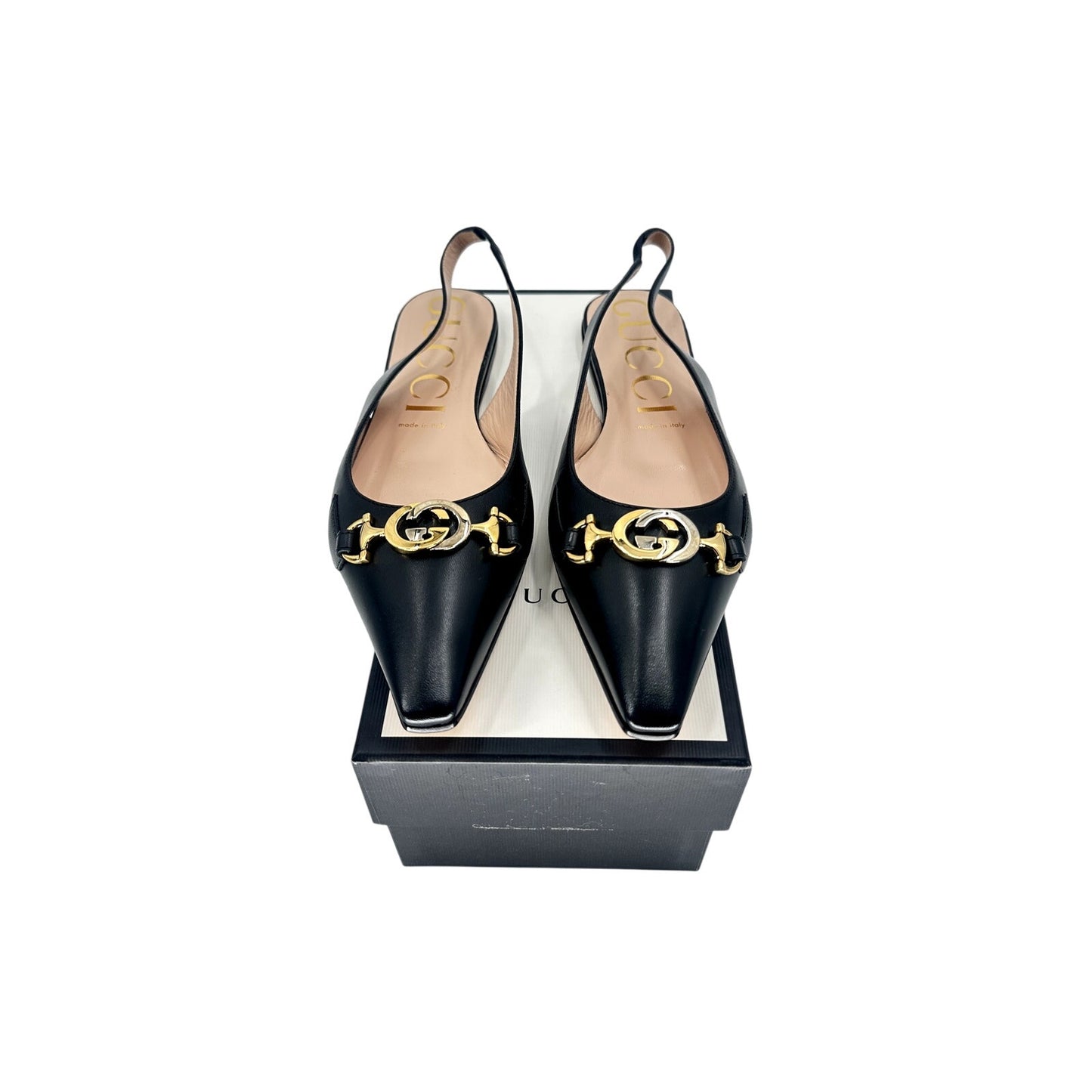 Gucci Nappa Leather Charlotte Zumi Slingback Flats