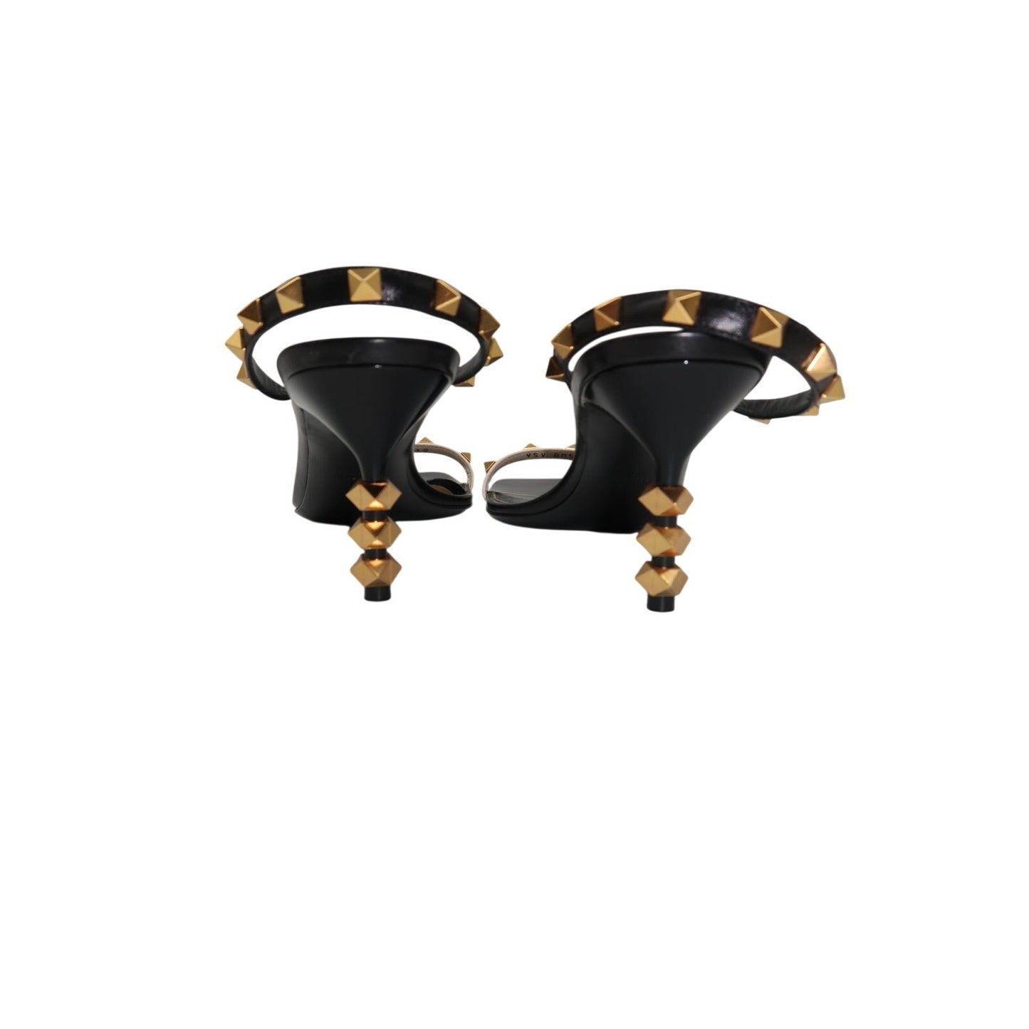 Valentino Leather Rockstud Bicolor Tower-Heel Slingback Sandals