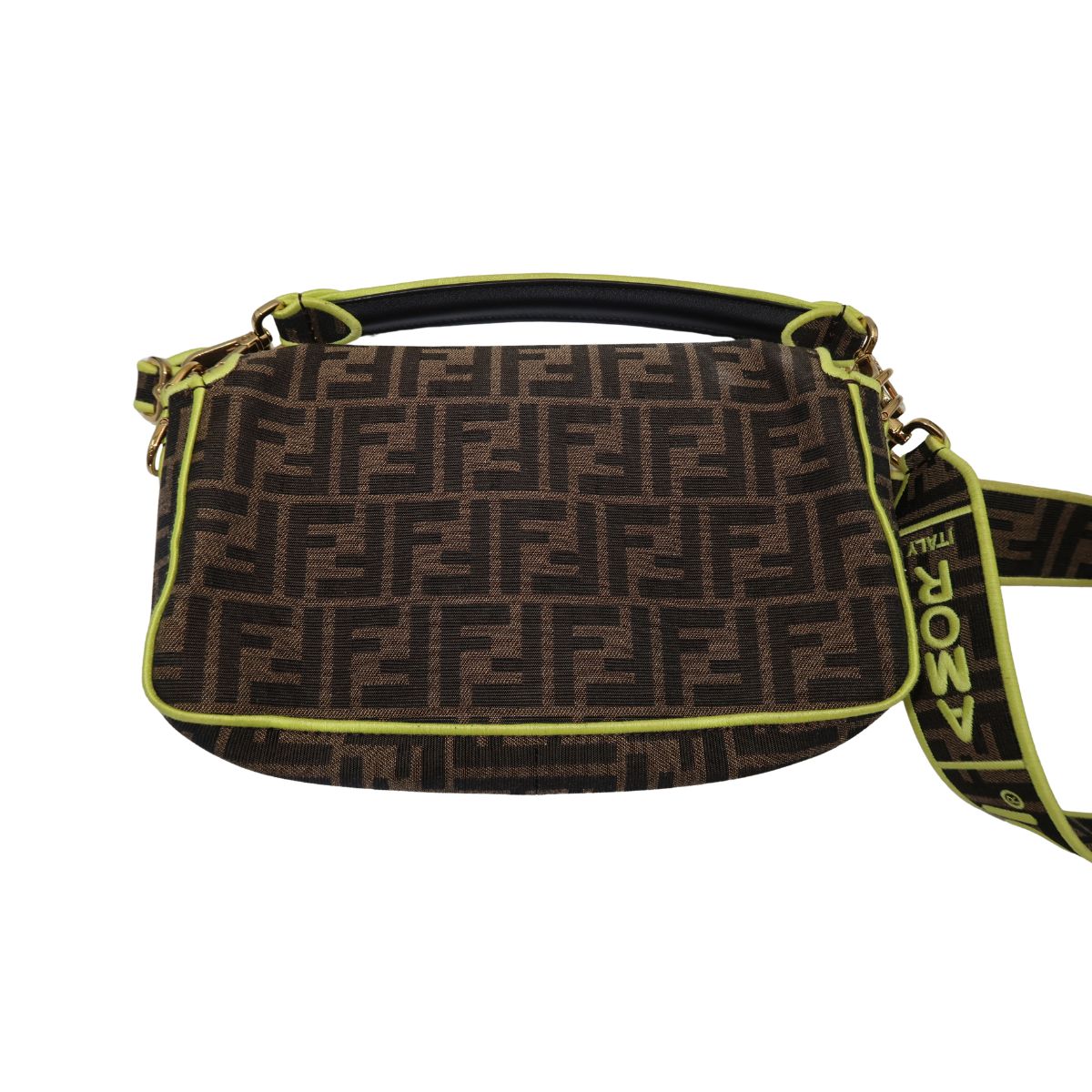 Fendi Zucca Embroidered FF Logo Canvas Baguette Shoulder Bag