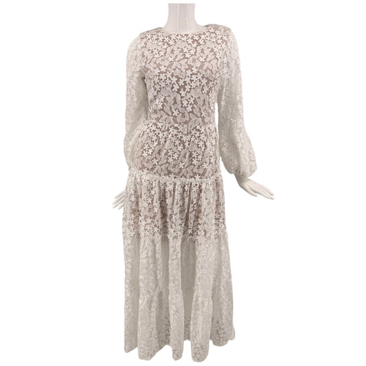 Dress The Population Lyra Embroidered Puff-Sleeve Tiered Maxi Dress